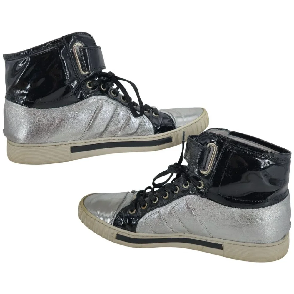 Alessandro Dell'Acqua Black Silver Metallic Fashion High-top Sneakers Mens 10.5 - Picture 11 of 14